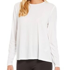 Eileen Fisher Women's White Long Sleeve Crew Neck Layering Top Size XL